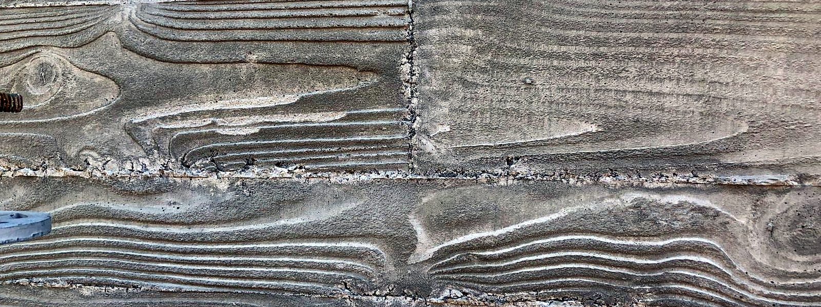 Board-formed concrete with a timber-grain texture