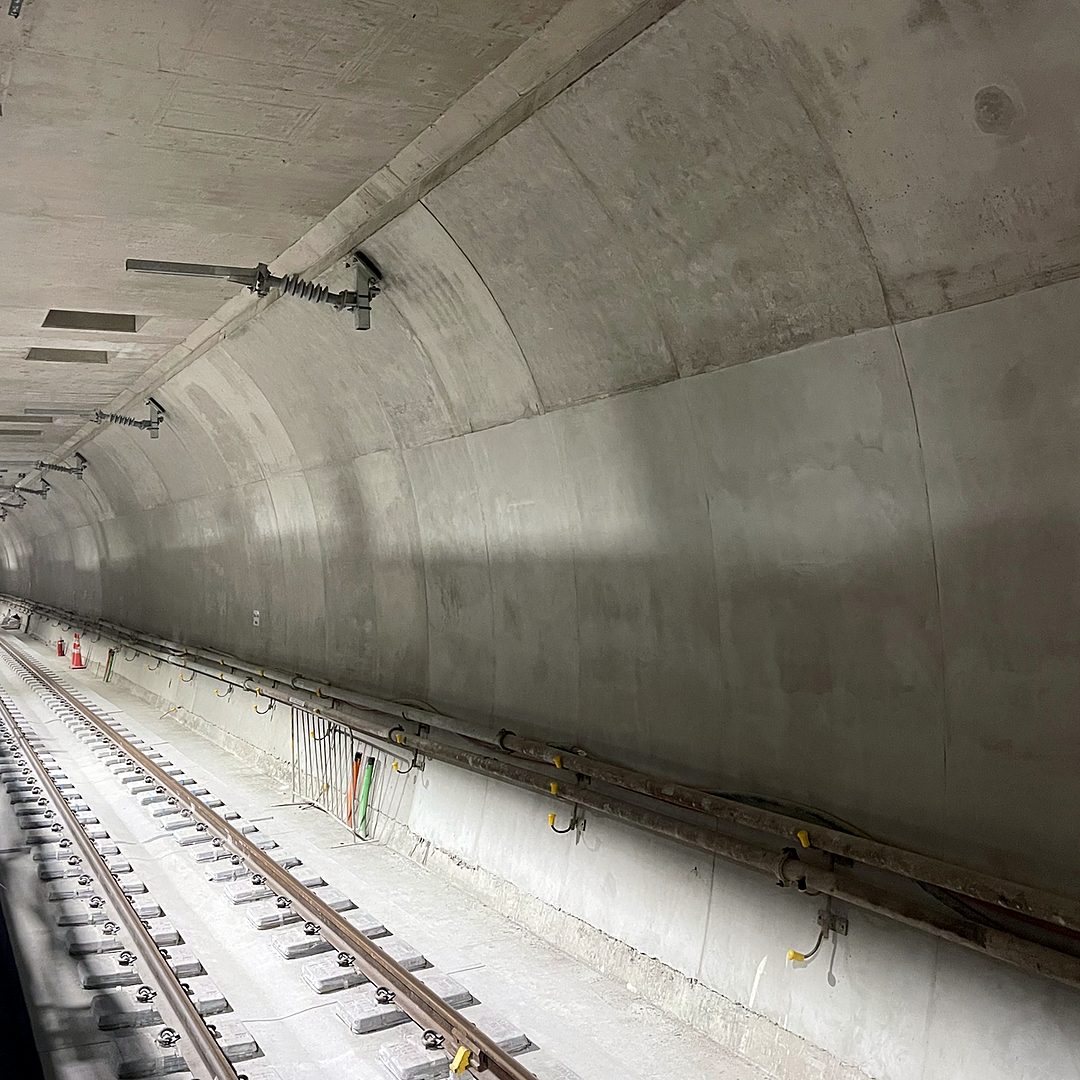 Resurfaced concrete tunnel lining at the City Rail Link